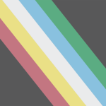 Et flag med fem diagonale striber på en mørkegrå baggrund. Striberne er fra venstre mod højre røde, gyldne, hvide, blå og grønne.