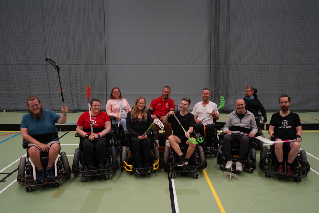 Powerchair Floorball-holdet, Morten Münster og Sofie Djurhuus.